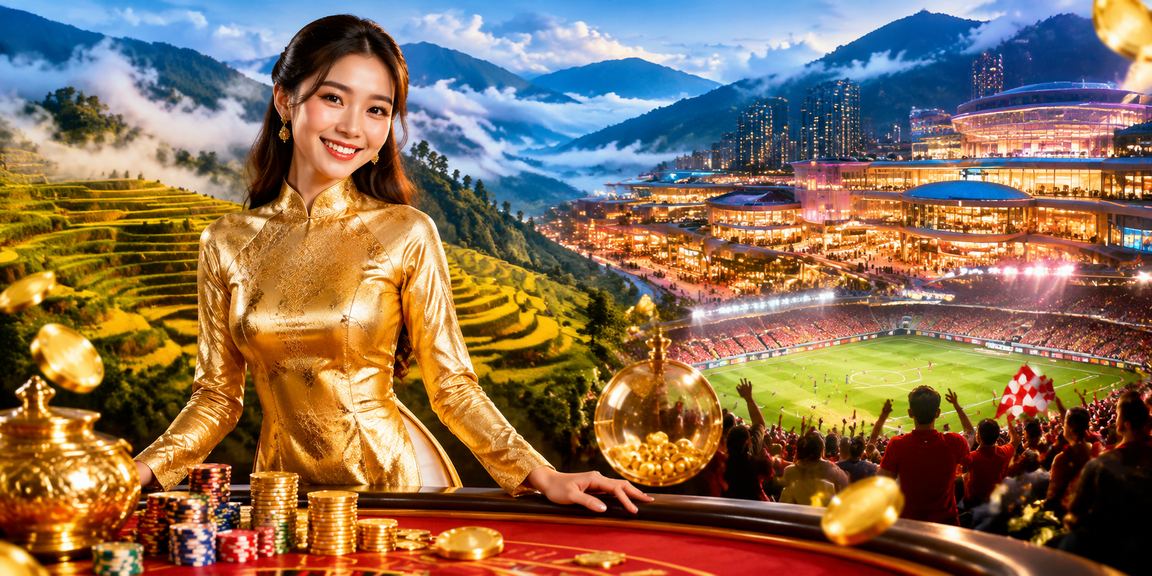 Người phụ nữ mặc áo dài tại Sa Pa tham gia xổ số trực tuyến giữa khung cảnh núi rừng